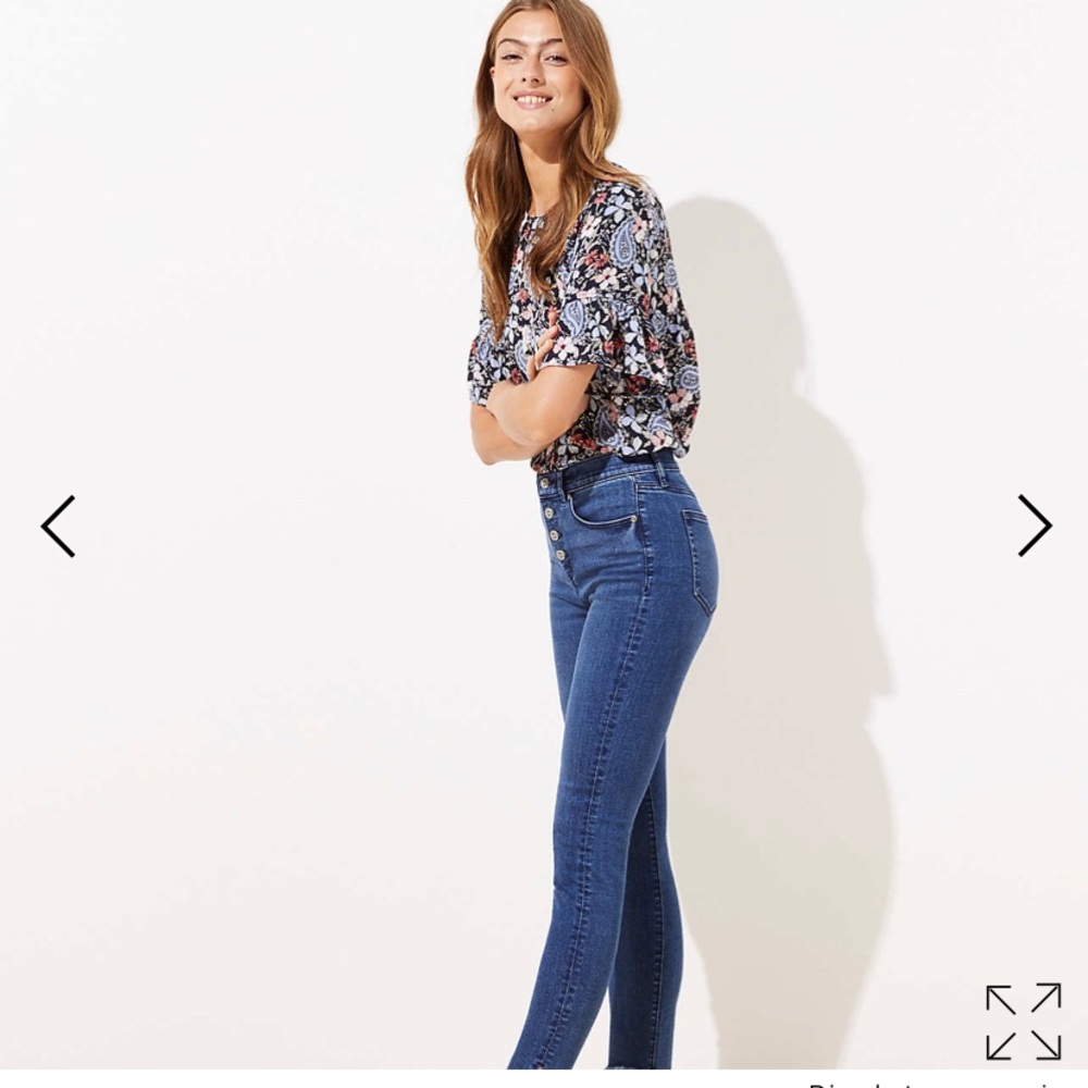 Loft HIGH RISE SLIM POCKET BUTTON FLY SKINNY JEANS
